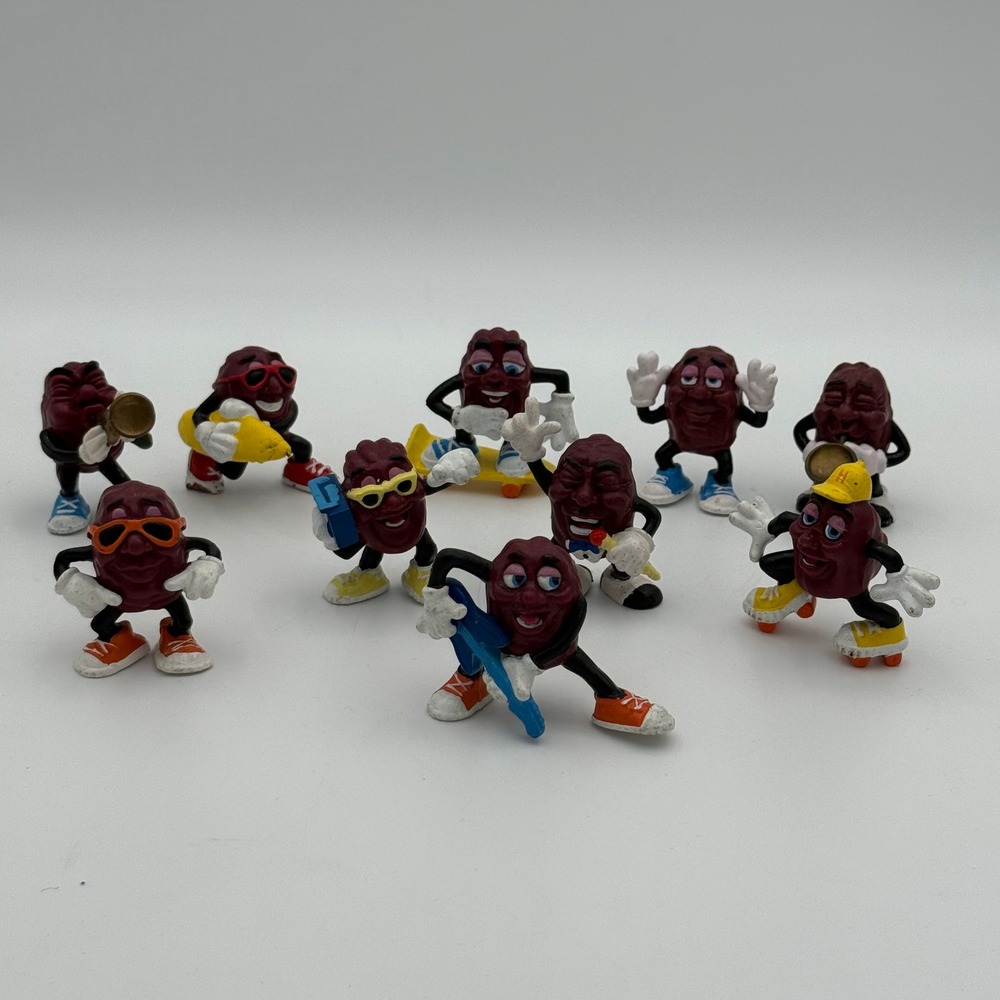 Vintage California Raisins PVC Figure Lot 10pc 1980s Music Skateboard Retro Toys
